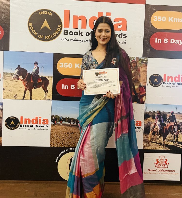 Bollywood Actress & Equestrian, Preeti Verma, Recognized by India Book of Records for Exceptional Achievement in Thar Desert Riding